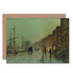 Buy John Atkinson Grimshaw Glasgow Docks 1881 Painting Blank Greeting Card • 3.79£