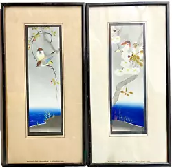 Buy Pair Matsumoto Studio Art Deco Era Japanese Bird Gouache Paintings • 35£