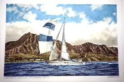 Buy Hawaii Watercolor Painting Transpac Arrival @ Diamond Head By L. Segedin #181 • 1,114.15£
