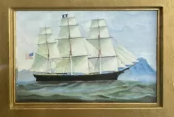 Buy Antique Oil Painting Seascape THREE MASTED CLIPPER AT FULL SAIL C1890 • 145£