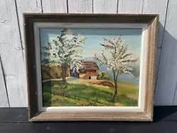Buy Vintage Oil On Board Painting Spring Landscape Framed Country Cottage Scene • 60£
