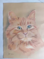 Buy Beautiful Vintage Impressionistic Pastel Painting Of A Cat Signed Rachel Hunter  • 14.99£