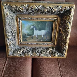 Buy 2  Horses  Painting  Gold Frame • 35£