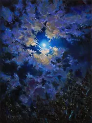 Buy Moon Sky Cloud Painting IMPRESSIONISM Original Art Oil On Canvas By A Onipchenko • 511.87£