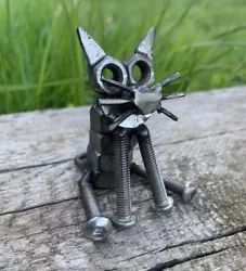 Buy Scrap Metal Art, Cat Figurine Welded From Nuts And Bolts Handmade • 24.95£