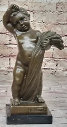Buy Bronze Sculpture Young Boy Art Deco Marble Figure Hot Cast • 83.41£