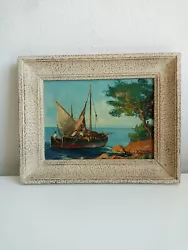 Buy Early 20th Century Mediterranean Fishing Boat Oil Painting By Andrey • 40£