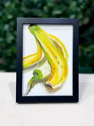 Buy Banana Skin Oil Painting- MINI FRAMED Realism Original Fruity Artwork Citrus • 95£