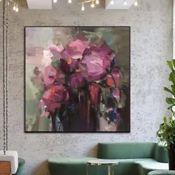 Buy Large Handpainted Flowers Oil Paintings On Canvas Modern Home Decor Wall Picture • 94.50£