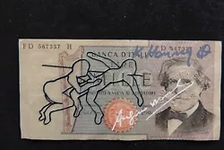 Buy A. Warhol/K. Haring 1000 Lire Banknote Sign, Sketched, Certificate, Limited! • 82.40£