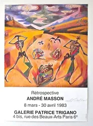 Buy ANDRE MASSON -- A 1980s PENCIL SIGNED GALLERY ORIGINAL  COLOR LITHOGRAPH, FRENCH • 217.07£