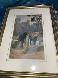 Buy Vintage Antique Country Cottage CastleScene Original Watercolour Framed SIGNED • 30£