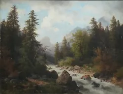 Buy Oil Painting Carl Hash Vienna 1892 Mountain Landscape M.Mountain Stream 58 X 45 • 5,362.48£