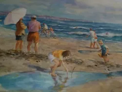 Buy John Gable Signed Watercolor Original Painting Of Beach And People • 14,174.90£