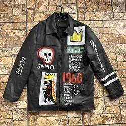 Buy Vintage Jean-michel Basquiat Acrylic On Leather Jacket Painting Very Rare Size M • 640.74£