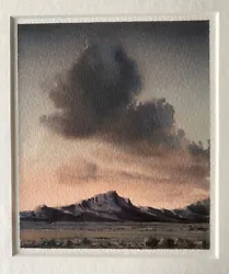 Buy Watercolor #S-20, Southwestern Mountain View With Cloud At Sunset • 661.50£