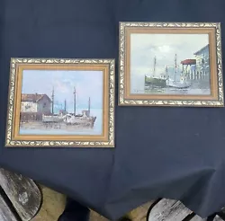 Buy Two Original Oil Paintings ~ W Jones  ~ Harbour Scenes ~ Framed • 20£