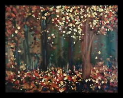 Buy Original Acrylic Painting On Stretched Canvas Hand Painted Calming Autumn Forest • 0.99£