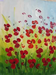 Buy Abstract Poppies Poppy Flower Floral Large Oil Painting Canvas Contemporary Art • 24.95£