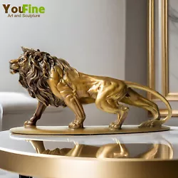 Buy Bronze Lion Statue Antique Lion Sculpture Home Decor Luxury Ornament Craft • 219£