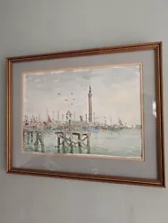Buy Vintage Watercolor Grimsby Docks Hydraulic Tower Ken Pullen Framed Very Good • 25£