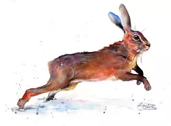 Buy Original Watercolor Hare Handmade Painting Animals Art 7 X10  By Anne Gorywine • 28.94£