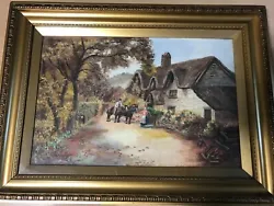 Buy W N Wood 1928 Oil On Canvas Painting Village Scene With Horses Landscape • 40£