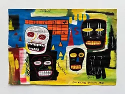 Buy Jean-Michel Basquiat Painting On Paper (Handmade) Signed And Stamped Mixed Media • 95.32£