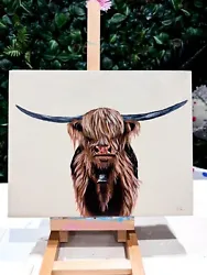 Buy Highland Cow Oil Painting On Canvas Wildlife Realistic Contemporary Animal Art • 120£