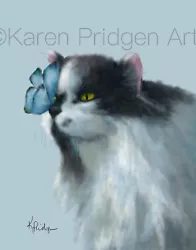 Buy ACEO ATC Art Card Painting Print Signed Butterfly Cat Cats Kitten Pet Animal • 6.18£