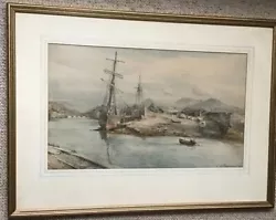 Buy Charles W Adderton Large Framed Watercolour Fishing Yorkshire Estuary & Boats • 55£
