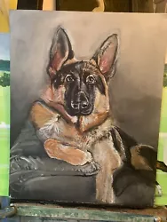 Buy Dog Alsatian German Shepherd Portrait Oil On Canvas Artist David Tarrant • 260£