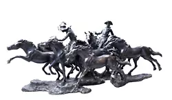 Buy A.J. John Horse Statue Hand Carved Bronze Eight Horse And Two Rider 47x18 Inches • 18,160.79£