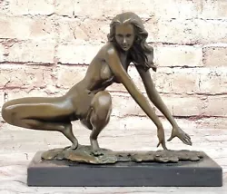 Buy Art Deco Sculpture Nude Girl Woman Breast Bronze Statue Figurine Figure Artwork • 167.26£