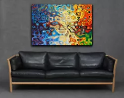 Buy Bright Colourful Rainbow Vibrant Large Abstract Canvas Painting Print Art Work • 16.99£