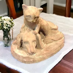 Buy Vintage Rare Dog And Cat Concrete Sculpture Figurine Statue • 82.65£