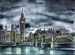Buy LONDON Big Ben, Westminster, Original Watercolour Painting , Not A Print, 3 • 125.99£