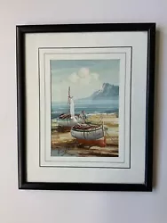 Buy Framed Oil Painting Depicting Two Sail Boats On The Beach - Signed. • 100£