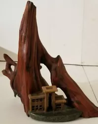 Buy Vintage Unique Driftwood Sculpture With Stone Base And Intricate Carved House  • 32.25£