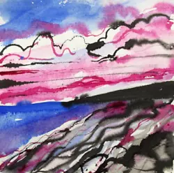 Buy Original Ink Painting Newlyn Beach Cornwall By Ann Marie Whitton • 25£