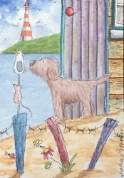Buy ACEO Original Watercolour Painting Seascape, Beach Hut, Dog, Mouse, Bee, Flower • 4.99£