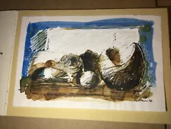 Buy Rare Gerald J Nason Postcard Size Painting Of Henry Moore Sculpture 98  • 60£