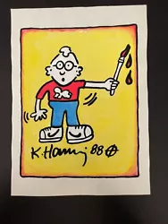 Buy Keith Haring Signed Watercolor Painting On Paper Self Portrait 1988  11  X 8.25  • 468.88£