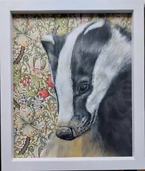 Buy Original Wildlife Badger Picture Painting William Morris Art Nouveau Fabric  • 45£