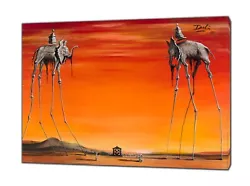 Buy Salvador Dali Landscape Elephants Paint Picture Print On Framed Canvas Wall Art • 11.99£