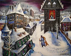 Buy LOVERS EMBRACE ON WINTER NIGHT Fabulous RUSSIAN CITY PAINTING By ARI ROUSSIMOFF • 5,906.21£