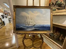 Buy ORIGINAL Oil Painting SIGNED 2000 SEASCAPE In A Gilt Frame • 425£