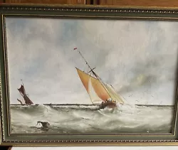 Buy 1980 Oil On Board By CD Stapleton: ‘ Sailing Boats At Sea’:c67x48cm • 19.99£