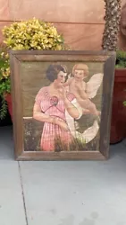Buy Vintage Painting Of Woman & Cupid Angel By Local Artist Robin Diesullro Framed • 475.02£