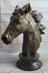 Buy Bronze Metal Horse Head Bust Sculpture Statue Triple Crown Equestrian Decor 24  • 868.12£